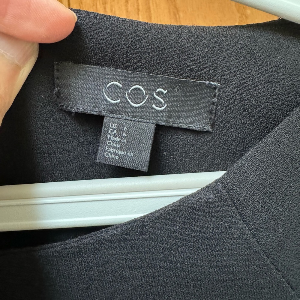 COS BLACK MINIMALIST RUCHED SHOULDER DRESS 6 - Picture 5 of 5